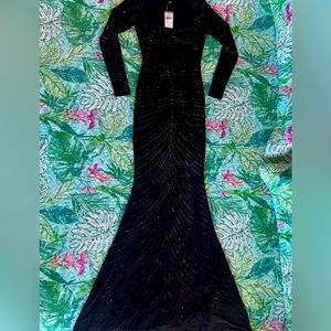 Black Glitter Long sleeve Prom dress, Never worn, Amazing quality, Bnwt.